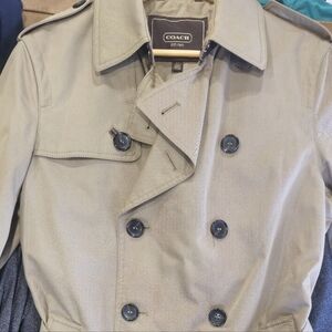 Coach Men's Double Breasted Peacoat w/ Leather Trims